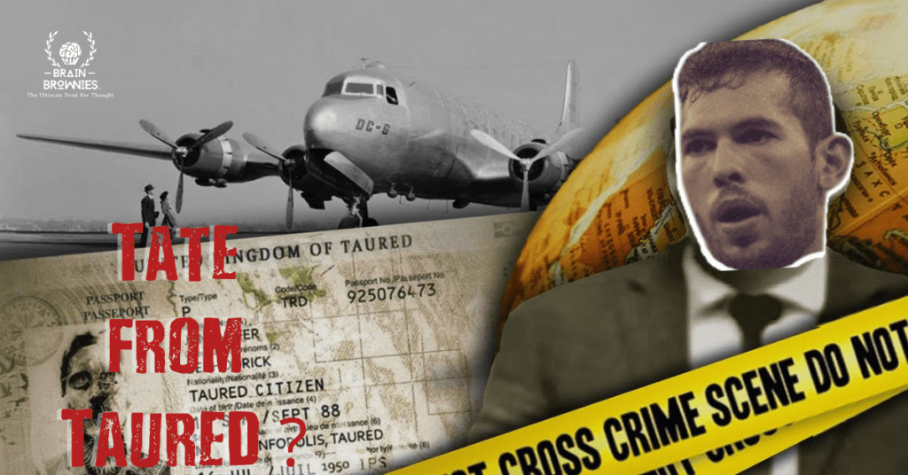 Banner showing Andrew Tate as the mysterious man from Taured.