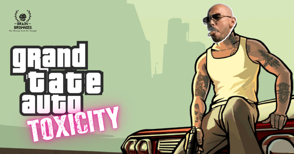 Banner showing Andrew Tate in the GTA game poster