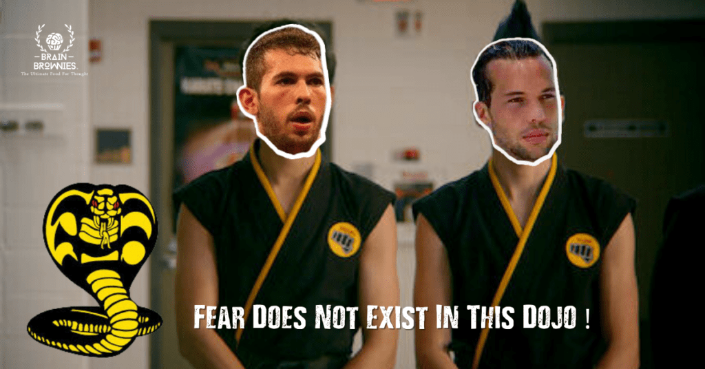 Banner Showing the Tate Brothers as part of the Cobra Kai Dojo , from "The Karate Kid" franchise.