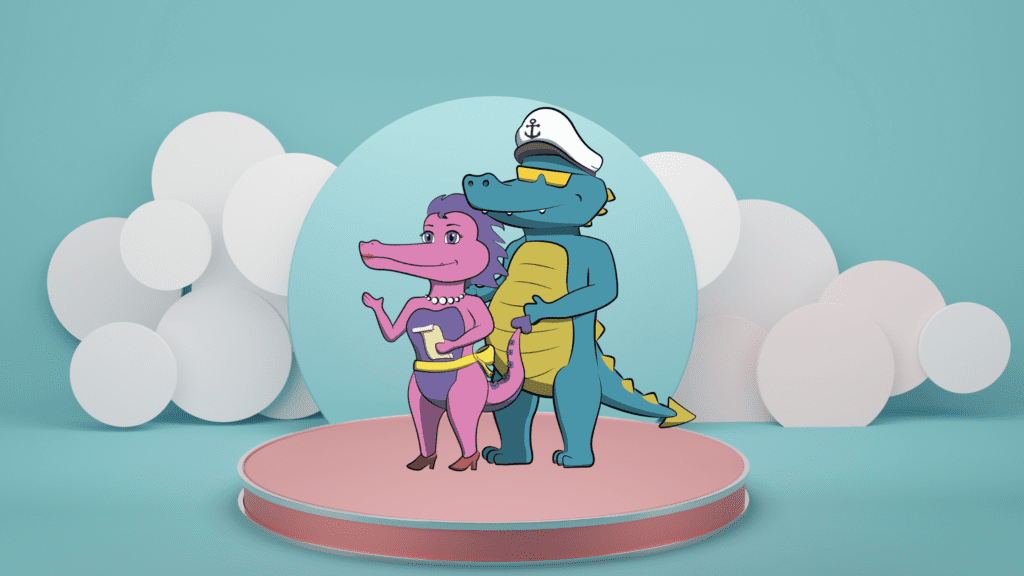 Delli Gator & Naavi gator - Brand Mascots for The Ventures of Neo India (VNI) Fellowship , an integrated Incubator & Accelerator program by GatorGains Ventures.